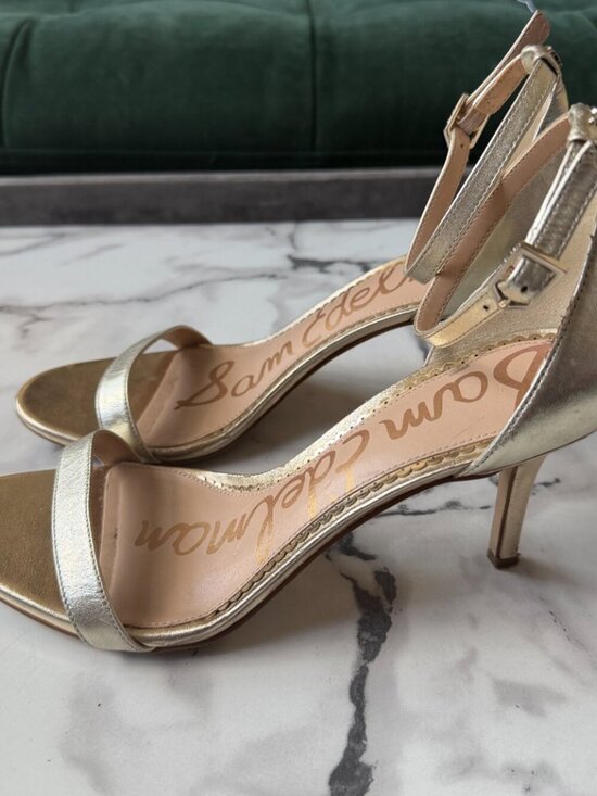Sam Edelman Patti Gold Leather Sandal Heels Size 8.5 main image 3